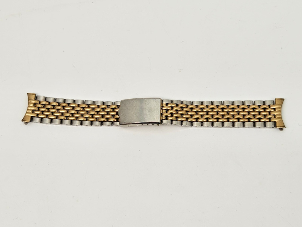 Vtg Spidel Beads of Rice Two Tone 10k RGP Stainless Steel Watch Bracelet 19 mm